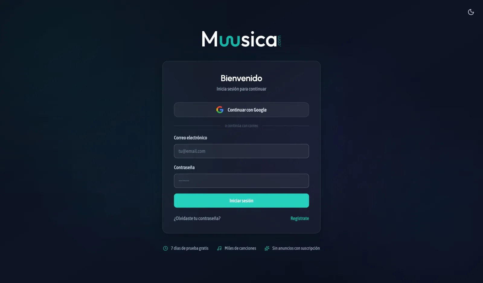 Inicio de sesión: con Google o con correo