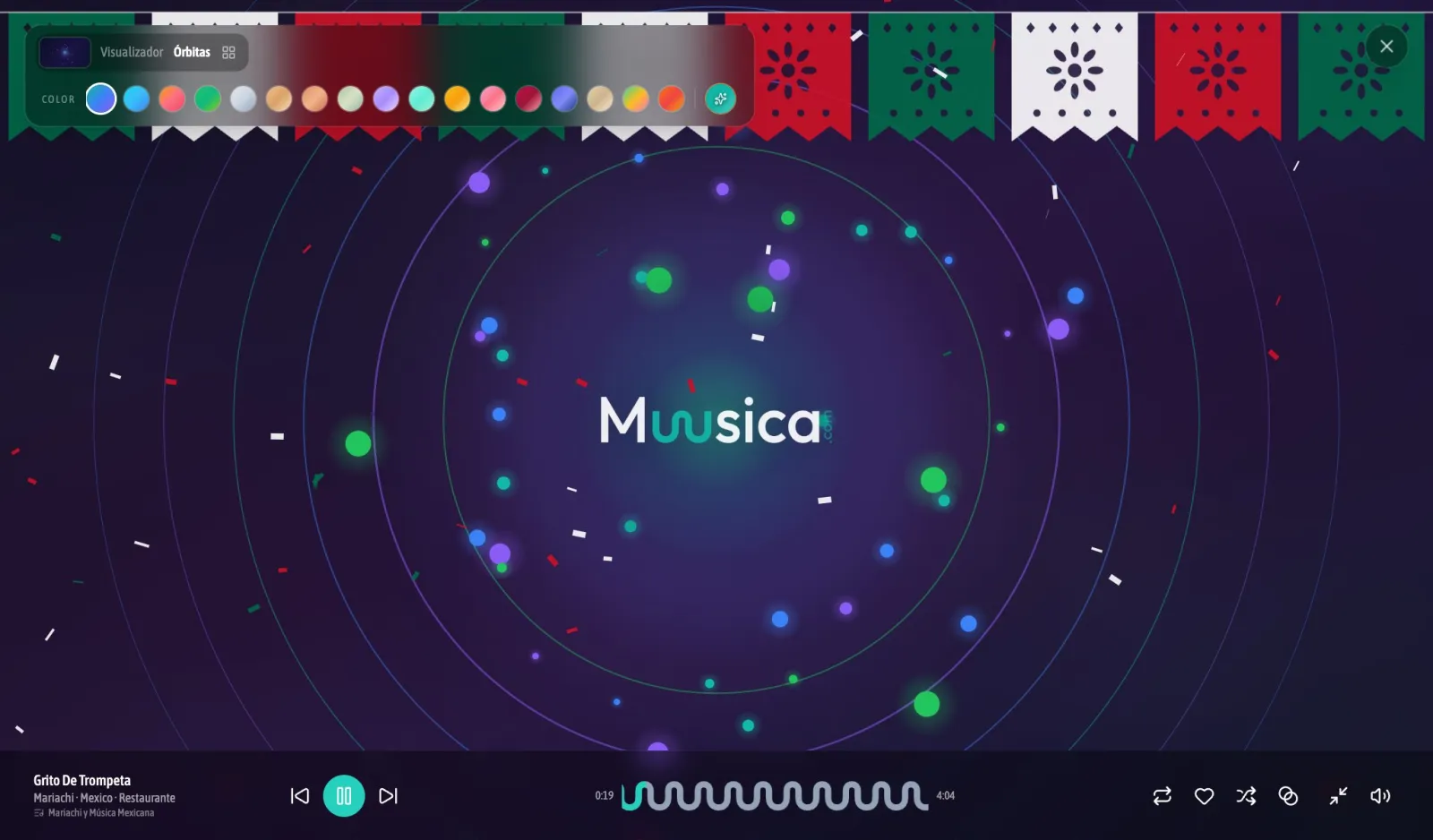 Decoración de Fiestas Patrias sobre un visualizador abstracto